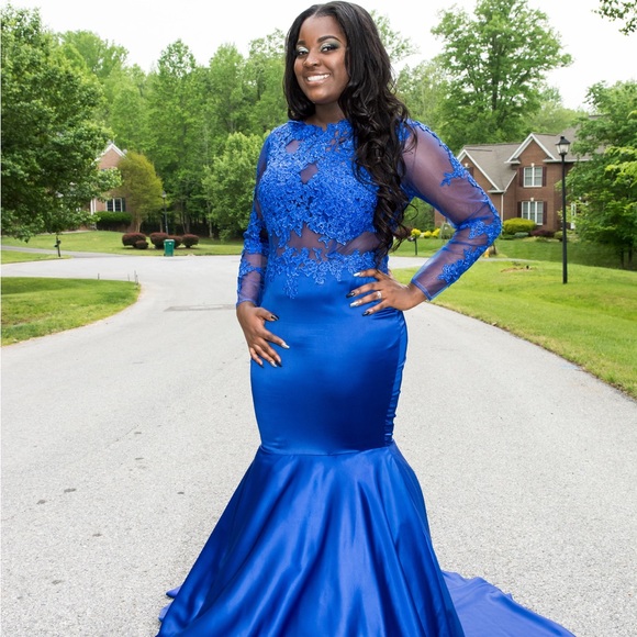 Custom Royal Blue Mermaid Prom Dress - Picture 2 of 4